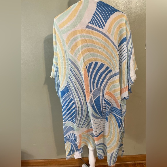 Echo Boho Colorful Abstract Patterned Kimono Swim Cover Casual Vacation OS NWT - Picture 7 of 7